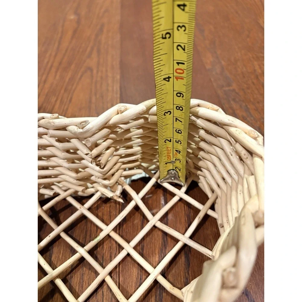 Heart Shaped Woven Wicker Basket Wood Decor Storage Organizer 8x6x2 Rustic Love
